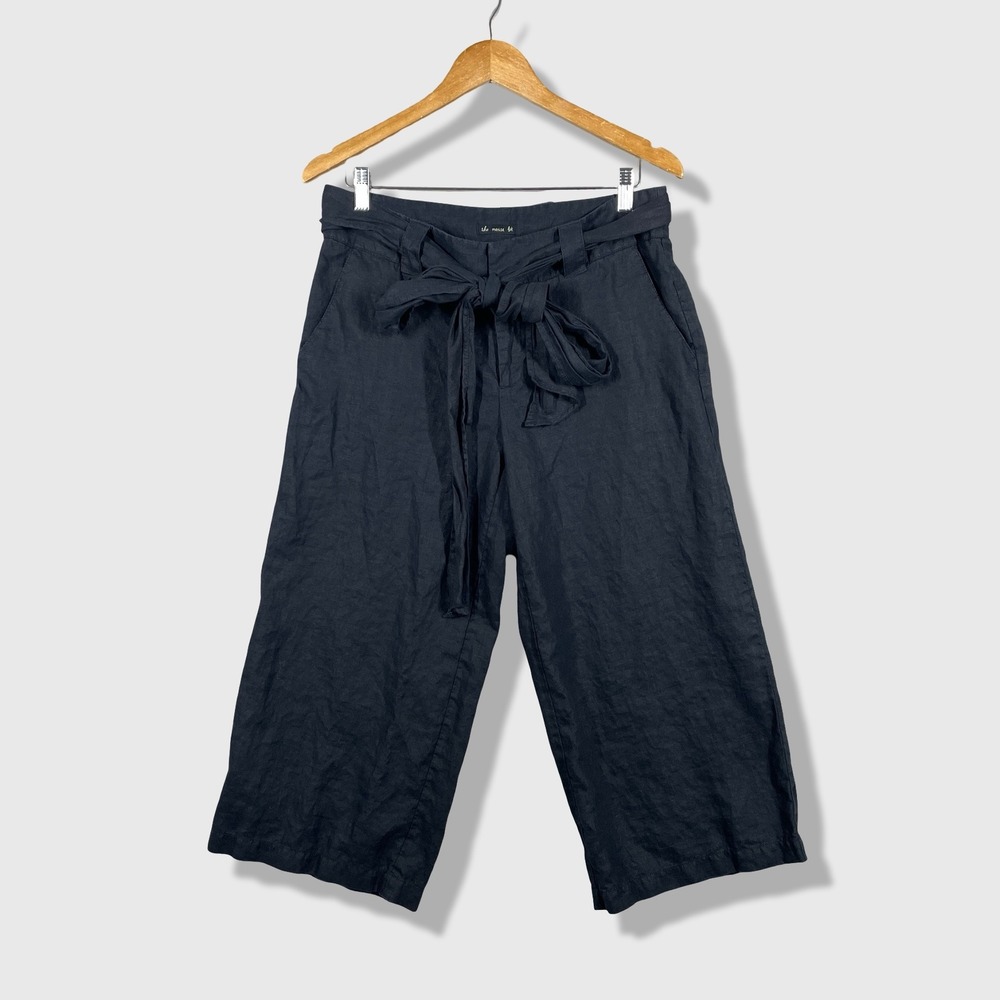 London Jean The Marisa Fit Linen Pants Women 8 Coastal Lagenlook Minimalist